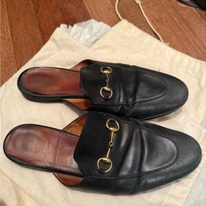 Gucci black leather mules size 9